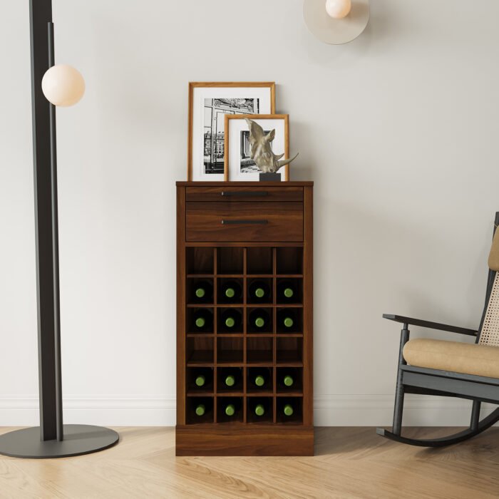 Walnut 28 bottle wine bar cabinet - Image 3