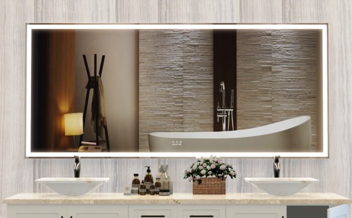 Large LED bathroom wall mounted mirror, with 3 color modes - Image 2