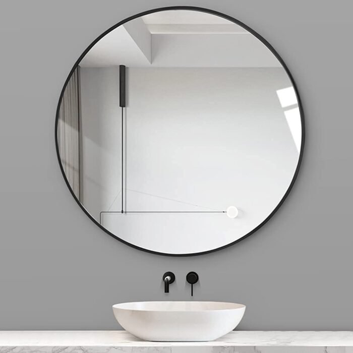 Black Metal Round Mirror (30 Inch) - Image 2