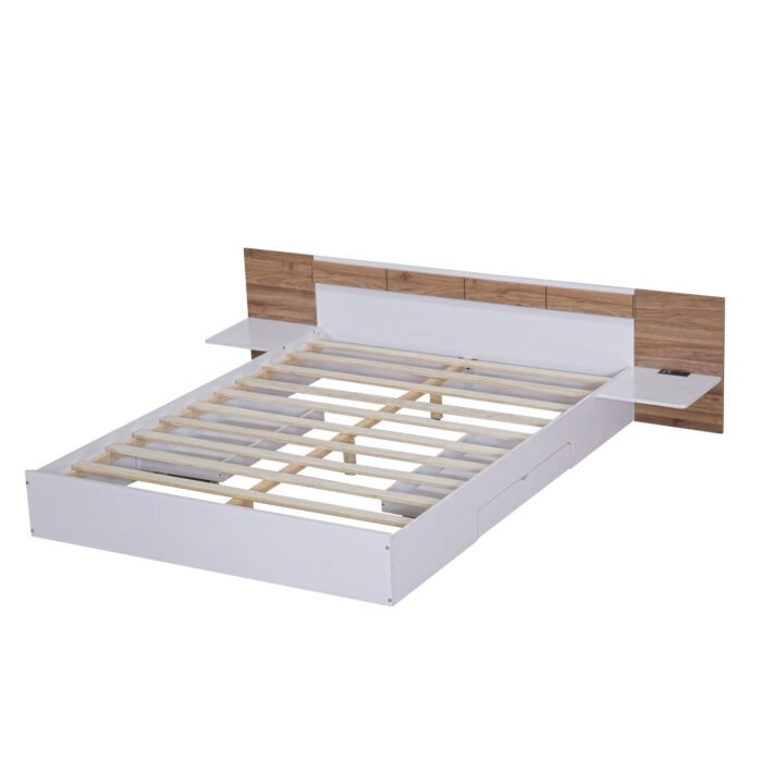Platform Bed with Headboard, Drawers, Shelves, USB Ports and Sockets, Queen Size - Image 13