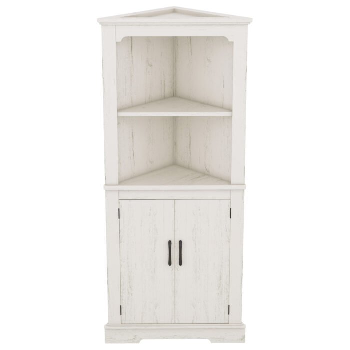 Corner Curio Cabinet with Doors for living room, beige - Image 10