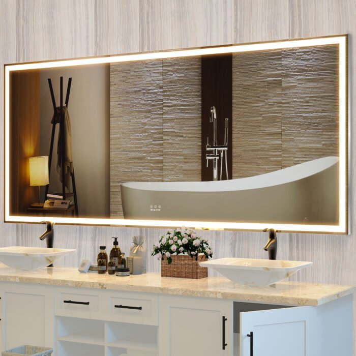 Large LED bathroom wall mounted mirror, with 3 color modes - Image 4