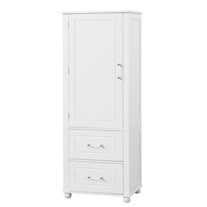 Tall bathroom cabinet with two drawers and adjustable shelves - Image 10