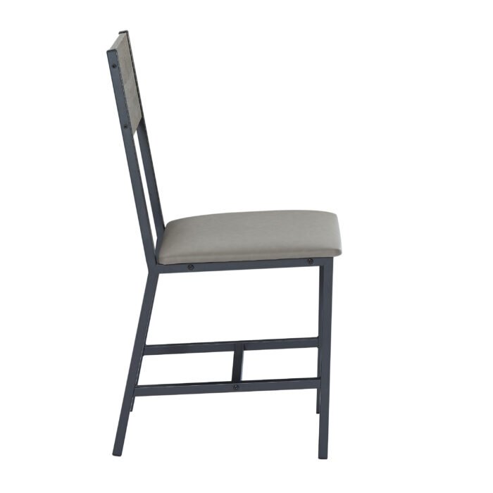 Dining Kitchen Table with 4 Upholstered Chairs Grey (Set for 5) - Image 8