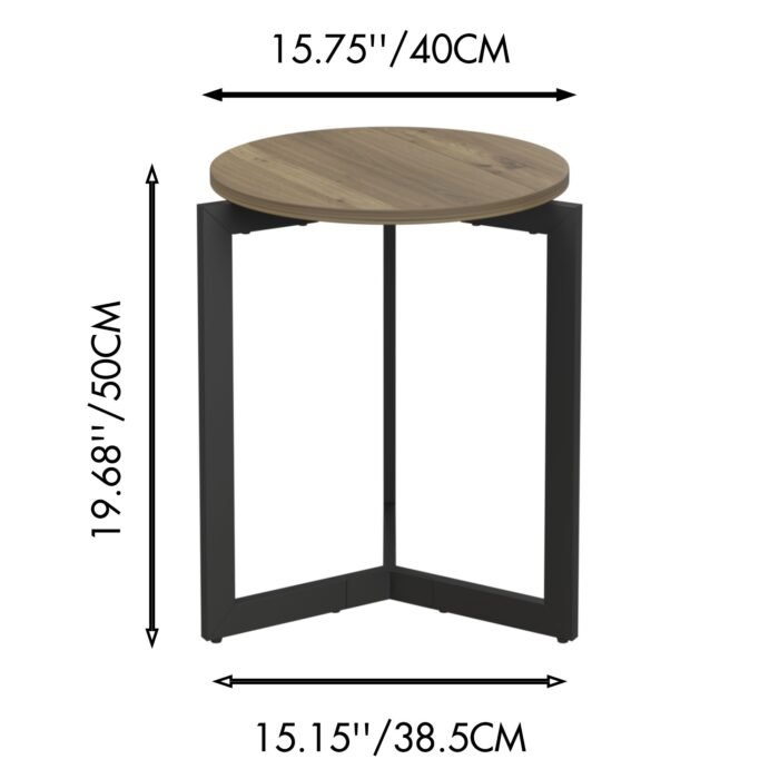 Round Nightstand Table with Sturdy Metal Frame - Image 10