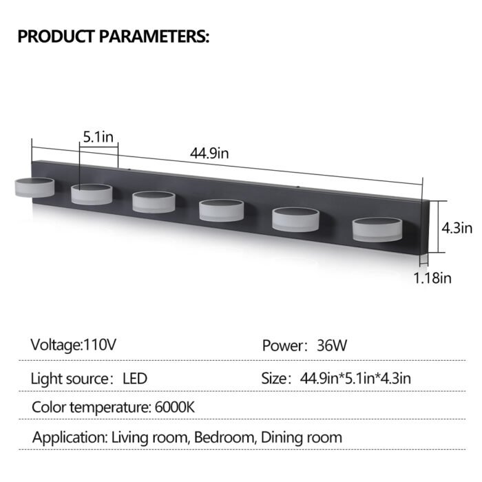 Vanity LED Lights Over Mirror (6-Light) - Image 8