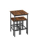 Bar Table Set with 2 Bar Chairs Industrial Style Brown and Black - Image 8