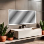 Large LED bathroom wall mounted mirror, with 3 color modes