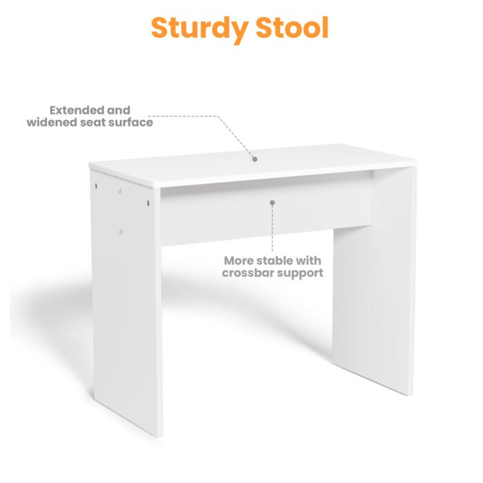 Vanity Desk Set with Stool and LED Lighting - Image 26