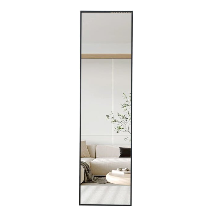 Aluminum alloy metal frame wall mounted full-length mirror black - Image 11