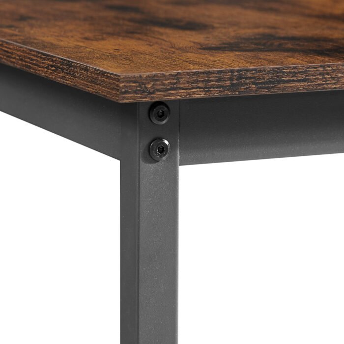 Bar Table Set with 2 Bar Chairs Industrial Style Brown and Black - Image 13