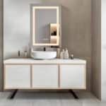 Medicine cabinet with LED mirror, single door