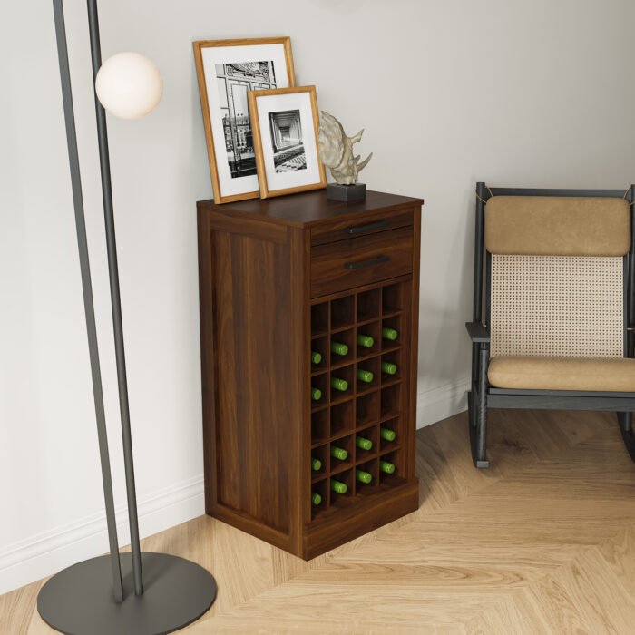 Walnut 28 bottle wine bar cabinet - Image 2