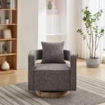 Swivel Accent Open Back Chair Modern Comfy Sofa Chair With Weathered Base - Image 11