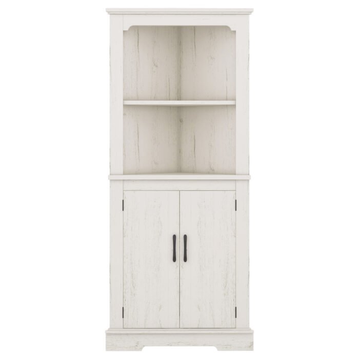 Corner Curio Cabinet with Doors for living room, beige - Image 8