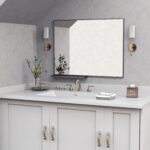 Modern bathroom mirror with storage rack - Image 3