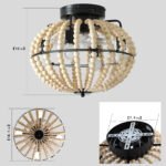 Beaded Fan lamp Wood Chandelier Oak White - Image 4