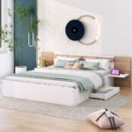Platform Bed with Headboard, Drawers, Shelves, USB Ports and Sockets, Queen Size